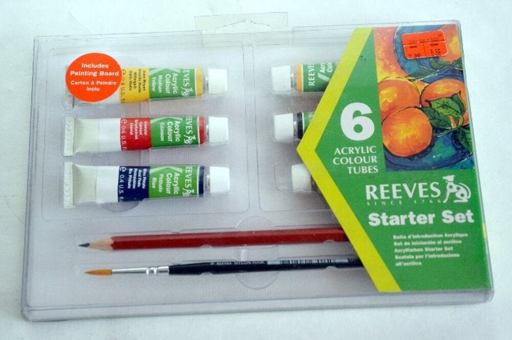 Reeves Acrylic Starter Set of 6 Acrylic color tubes. New